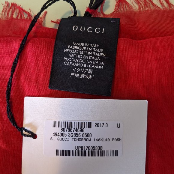 Gucci "Tomorrow" Scarf by Coco Capitan in Red - Picture 3 of 5